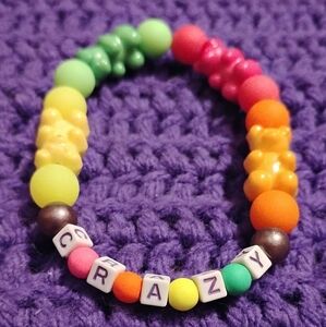 Handmade Colorful "Crazy" Gummy Bear Beaded Bracelet - Multicolored Bracelet
